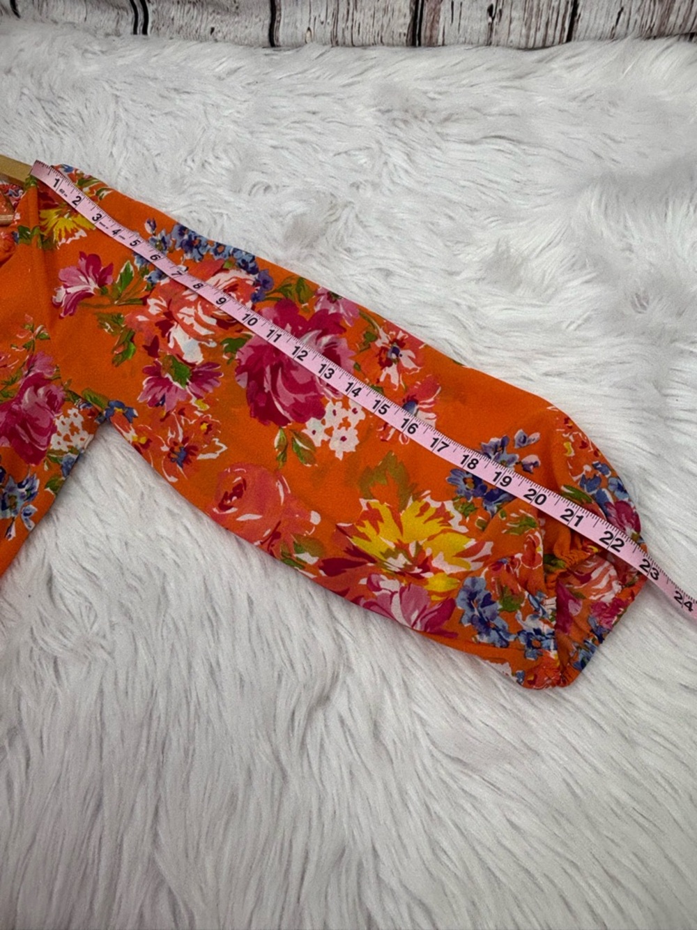 CHAPS Women’s Large Orange Floral Print Blouse Tie‎ Neck Woven Fabric Small Flaw - Picture 16 of 16